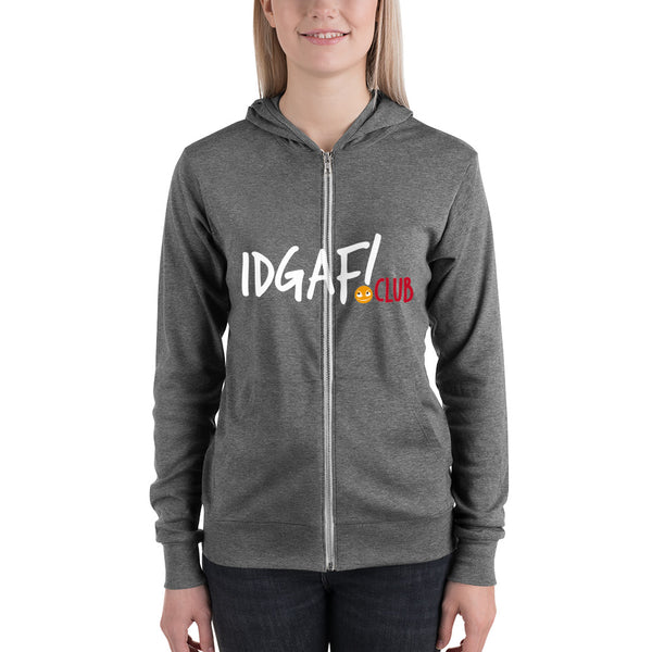 IDGAF.club Lightweight Unisex Zip-Up Hoodie