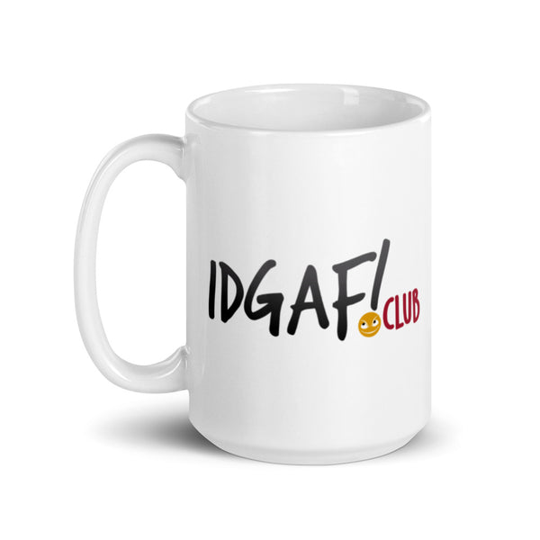 White IDGAF.club Glossy Mug